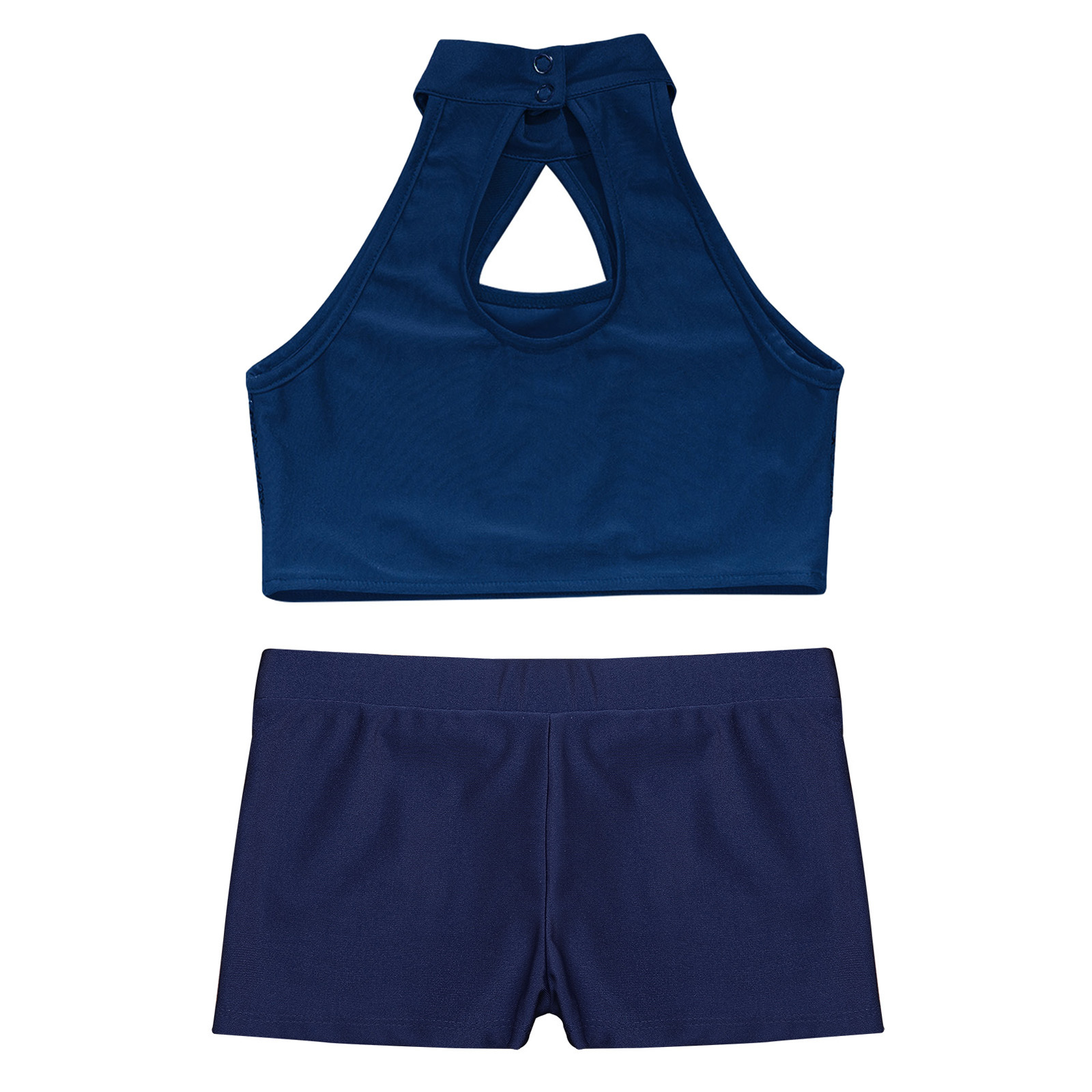 YONGHS Girls Jazz Hip Hop Dance Performance Outfit Sequins Tank
