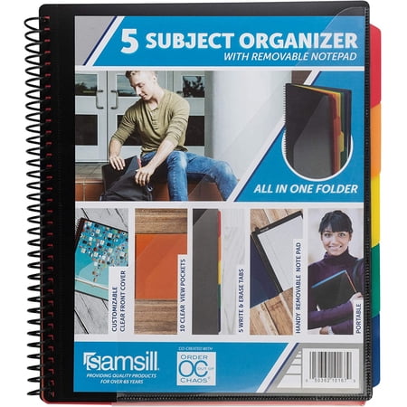Samsill 5 Subject Spiral School Organizer with Removable Notepad, All ...