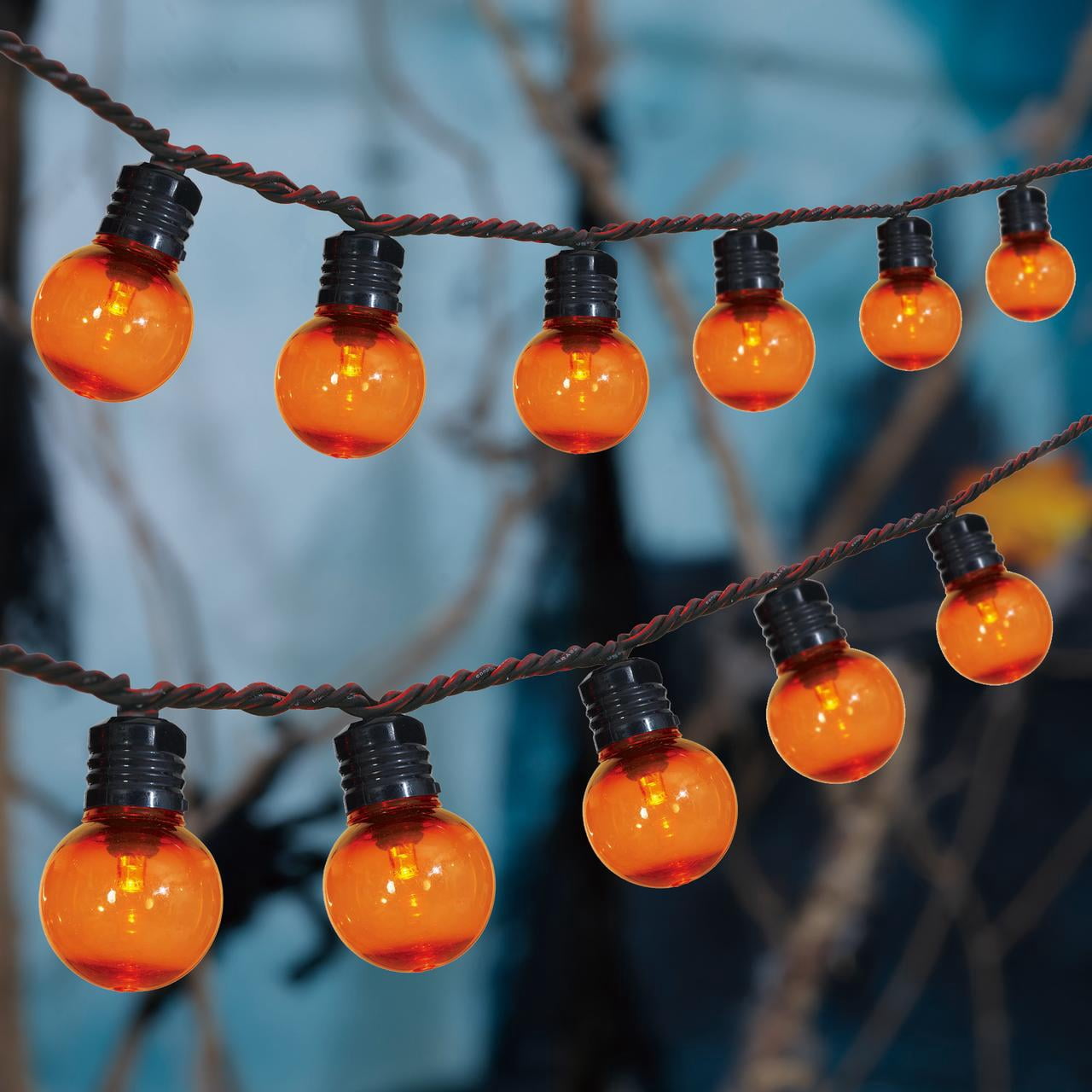 Orange Lights, 70CT, LED G30 Globes, 21ft, Halloween Indoor/Outdoor, by Way To Celebrate