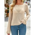 thumbnail image 2 of Long Sleeve Women's Casual Tulle Top Blouse Lightweight Knit Pullover Sweater, 2 of 5