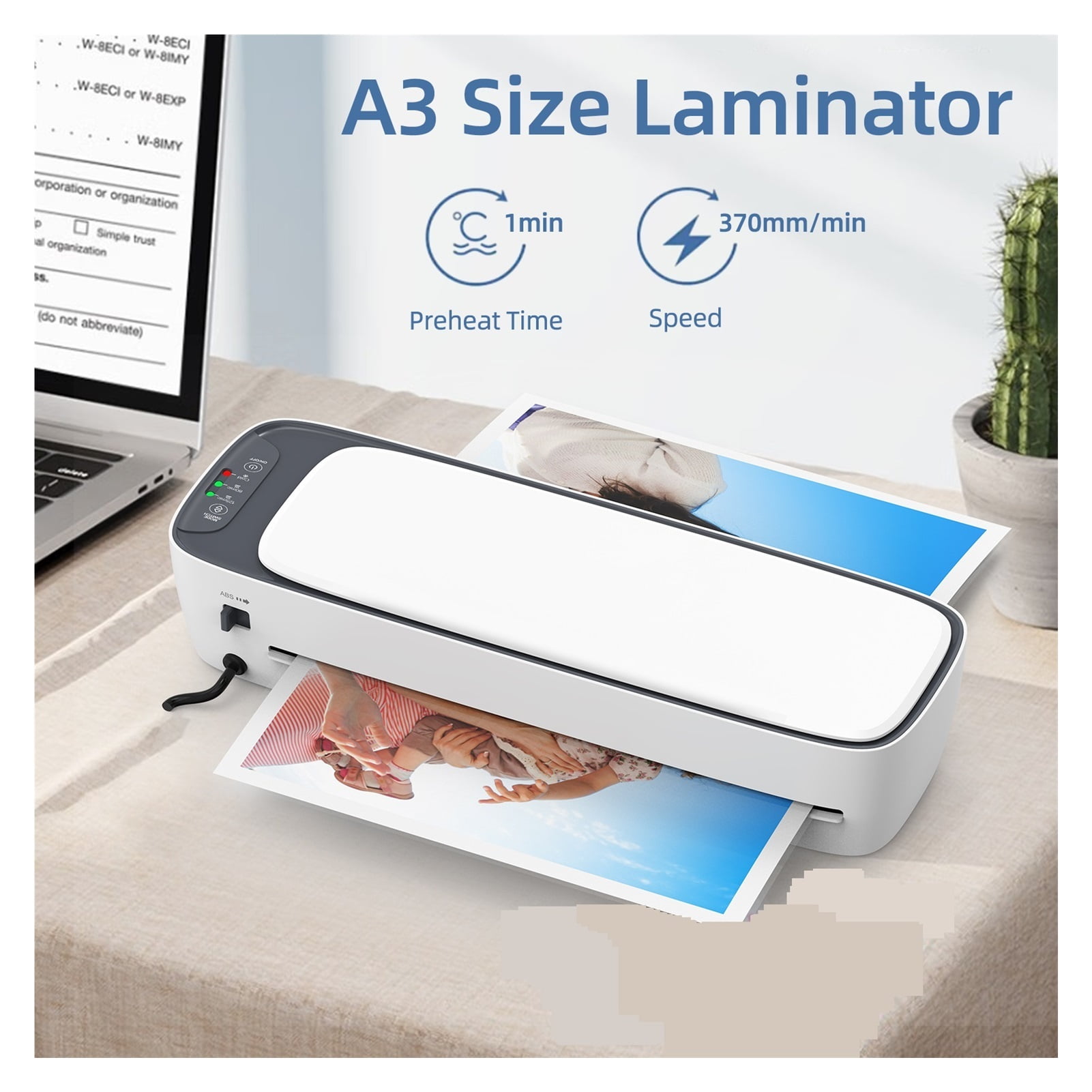 Desktop Laminator Machine Set A3 Size Multifunctional Hot And Cold Lamination 2 Roller System 12.5 Inches Max Width Paper Cutter