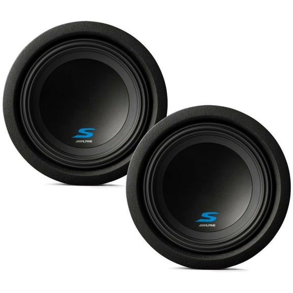 2 Alpine S-W8D2 Car Subwoofers 900W Max (300W RMS) 8" S-Series Dual 2 Ohm Car Subwoofers