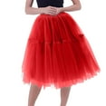 thumbnail image 4 of Bovxnpu Plus Size Skirts For Women, Women's High Waist A-Line Skirt Flared Midi Skirt, Womens Pleated Gauze Knee Length Skirt Adult Dancing Skirt Free Size, 4 of 4