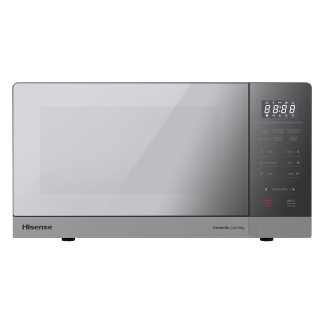 Hisense 0.9 C.F. Microondas, 26menús mexicanos preestablecidos, Cristal De Seguridad, Revestimiento Cerámico, ECO y Mute, Cocina Inteligente,Bloqueo Infantil, Espejo plateado, HMMS2509SP