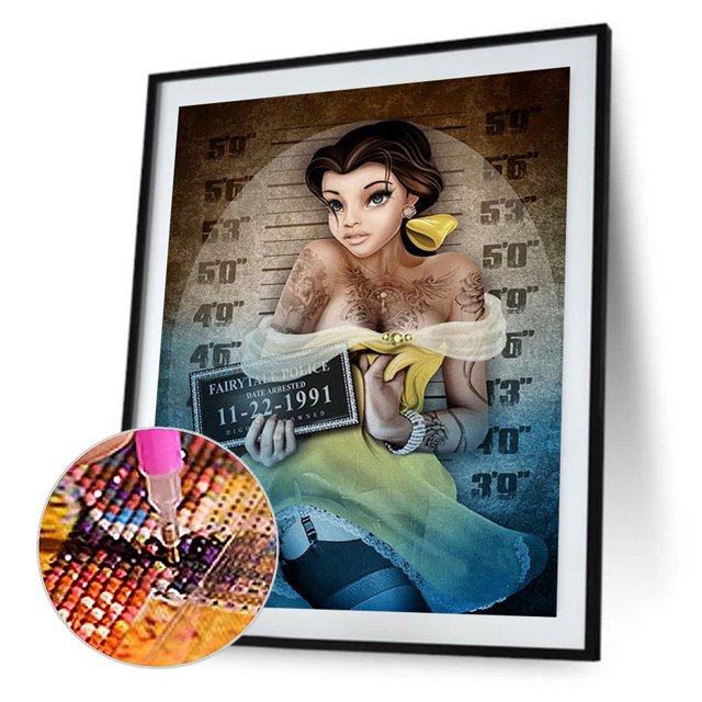Cuadros Decorativos Wdftyju Kits de pintura de diamantes redondos completos 5D DIY Princess Belle Mosaic Picture 30 x 40 cm