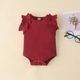 thumbnail image 5 of TOWED22 Baby Girl Outfits: Floral Print Romper Bodysuit Ruffle Shorts Set Clothing Wine,9-12 M, 5 of 9