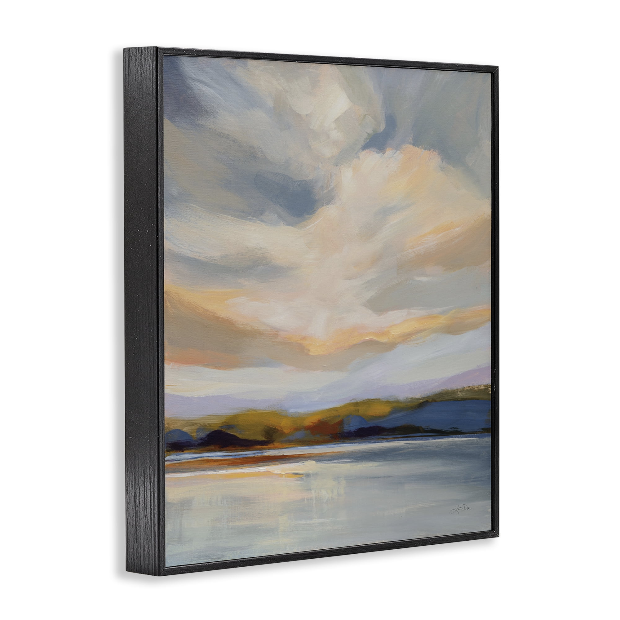 Stupell Industries Morning Glory Seascape Landscape Painting Black Framed Art Print Wall Art, 24 x 30