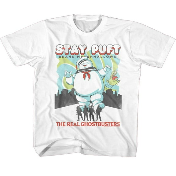 The Real Ghostbusters Stay Puft and Busters White Youth T-Shirt