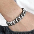 thumbnail image 2 of Hermah 15mm Wide 10inch Men's 316L stainless steel Curb Cuban Link Bracelet Chain, 2 of 6