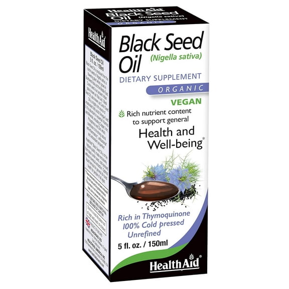 HealthAid Black Seed Oil, Health and Well-being*, Organic and Vegan, 5 Fluid Ounces