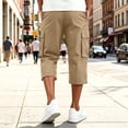 thumbnail image 6 of Resicozy Cargo Capri Pants for Men Casual Elastic Waist Work Shorts Relaxed Fit Hiking Tactical Capris with Multi Pockets Khaki 3XL, 6 of 8