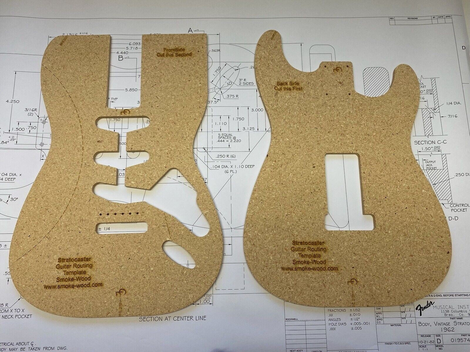 Combo Stratocaster/Telecaster Guitar Router Templates w/Blueprints