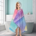 thumbnail image 6 of Colorful Watercolor Stripe Pattern Hooded Bath Towel，60"x35" for Ages 3 To 12 Kids, Quick Dry Lightweight Soft Microfiber Hood Beach Towel Cover Up for Kids, 6 of 7