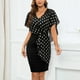 thumbnail image 1 of Puntoco Vestido De Manga Corta Con Cuello En V, Elegante Vestido De Gasa Con Lunares Bronceadores De Verano Para Mujer, Negro S, 1 of 9
