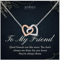 JEMINES Gifts for Women, Friends BFF Bestie Jewelry with Meaningful Message Gifts Idea, Friendship Necklace (Friend Love, Interlocking Hearts Necklace)
