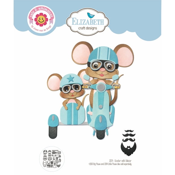 Juego de troqueles Elizabeth Craft Scooter con sidecar para hacer tarjetas