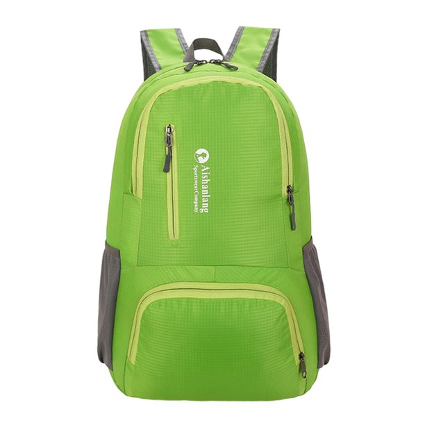 Mochila Plegable Mochila plegable de nailon con correa ajustable para el hombro, mochila de viaje (verde)