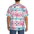 thumbnail image 5 of Cauagu Pink Striped Flamingo Men's Short Sleeve Button Down Hawaiian Shirt for Men Bowling Shirts Casual Summer Beach Shirt,XX-Large, 5 of 6