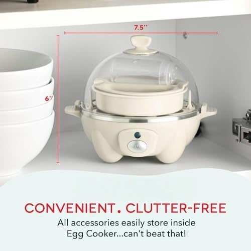 Rapid Egg Cooker - Boiler, Poacher & Steamer - Includes Measuring & Recipe Guide - Dishwasher Safe - BPA Free - Holds 7 Eggs, Cream