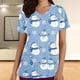 thumbnail image 1 of Fiudx Ofertas Flash Del Día Blusa de Manga Corta con Cuello En V para Mujer, Uniforme de Trabajo, Impresión de Bolsillo, 1 of 5