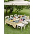 thumbnail image 4 of Outdoor Tablecloth with Umbrella Hole for Patio/Picnic/Party/Camping, Flowers Coastal Waterproof Table Cloth Rectangle Table Cover Washable, Spring Floral Nautical Yellow Striped Farmhouse (54"x 80"), 4 of 8