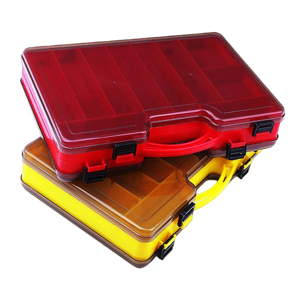 Double-Sided Portable Lure Box Activity Compartment Fishing Bait Tackle Storage Red Smile Home
