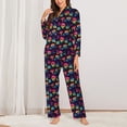 thumbnail image 2 of KLL Skull mushroom colorful Print Women's Long Sleeve Pajamas with Pants Sleepwear Loungewear 2 Set-XX-Large, 2 of 7