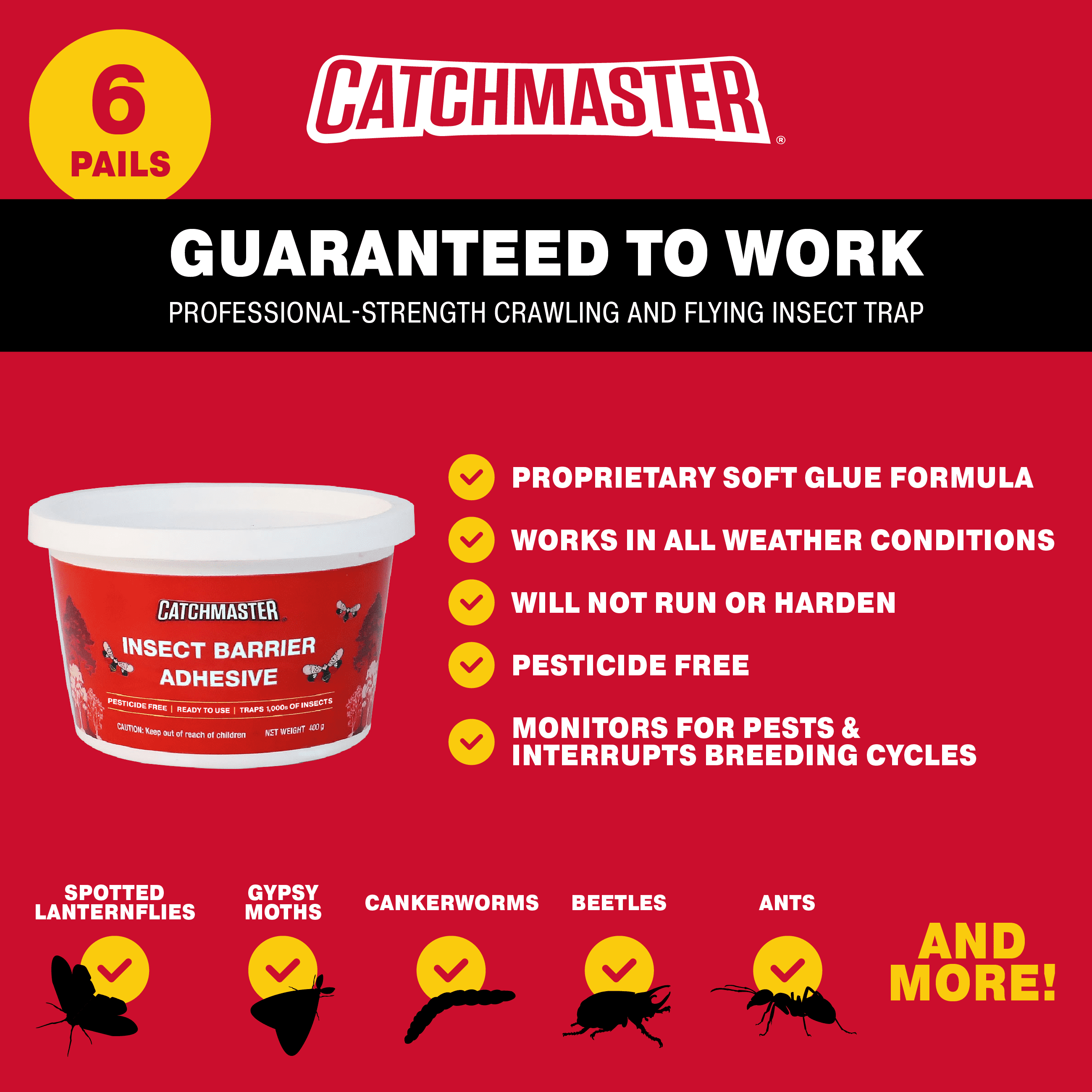 Catchmaster Tree Banding Insect Barrier 6Pk, 15oz Pails, Outdoor Crawling Insect Trap
