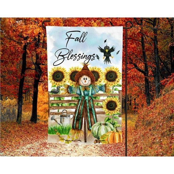 Fall Blessings Scarecrow Flag