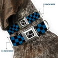 thumbnail image 2 of Buckle-Down Pet Collar, Dog Collar Metal Seatbelt Buckle, Checker Black Turquoise, 16 to 23 Inches 1.5 Inch Wide, 2 of 8