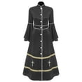 thumbnail image 3 of TiaoBug Robe de Clerc pour Femmes Manches Longues Boutons Cassock Pulpe Église Ministre Pulpe Robe Vêtements Liturgiques Noir TG, 3 of 7