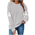 thumbnail image 1 of NMMUED Chandail d'Halloween pour Femmes, Chandails d'Automne pour Femmes, T-Shirts d'Halloween pour Femmes, Chandails Graphiques pour Femmes, Chandails d'Halloween pour Femmes, Chandails à Col Rond pour Femmes, Gris Pâle S, 1 of 6