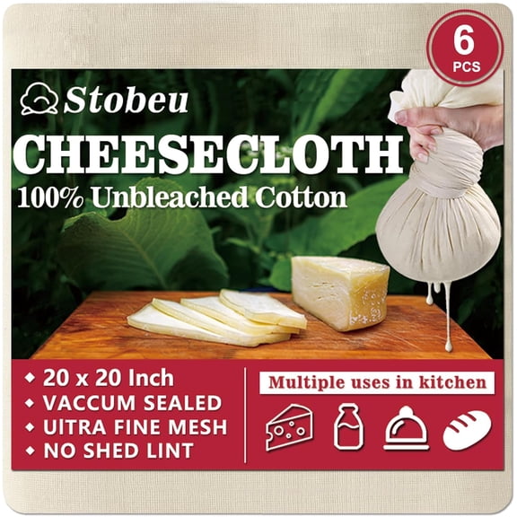 6Pcs Cheese cloths,Reusable Grae 100 Cheesecloth for Straining,Ultra Fine Mesh Cheese Cloth for Cooking,20x20 Inch Pure Unbleache Cotton Cloth Strainer for Juicing,Baking,Cheese Making