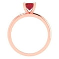 thumbnail image 4 of 1 ct Emerald Cut Simulated Pink Tourmaline Solitaire 18K Rose Gold Womens Engagement Ring, 4 of 5