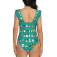 thumbnail image 6 of Yiaed Cartoon Dogs Print Women's Ruffled One Piece Swimsuit V Neck Swimwear Slimming Monokini for Woman-Small, 6 of 8