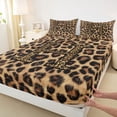 thumbnail image 4 of Erosebridal Fashion Letter H Monogrammed Queen Sheet Sets For Cheetah Pattern Lover,Brown Leopard Print Bed Set For Adults Women 4-Piece, 4 of 6