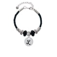 thumbnail image 2 of Delight Jewelry Silvertone Large Script Letter - L - 3/4'' Disc - Best Friend Celtic Knot Leather Bead Bracelet, 7"+2" Extender, 2 of 4