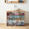 thumbnail image 4 of Vintage Flower Small Cabinet Curtains 10"W x 11"L, Retro Botanical Floral Wooden Sink Skirt Dust-Proof Short Curtain for Bathroom Vanity Storage Cubby Desk, Self Adhesive Privacy Drapes, 4 of 9