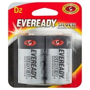Eveready Silver Alkaline D Batteries, 2 Pack of D Cell Batteries