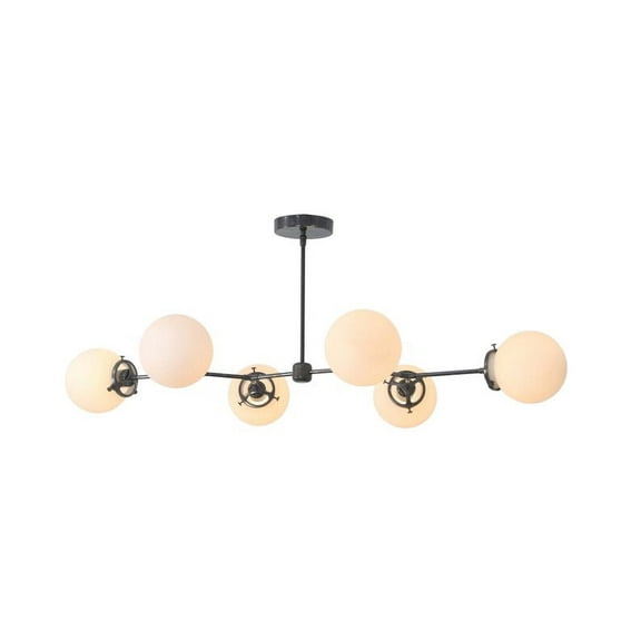 6 Light Linear Globe Mid Century Brass Sputnik chandelier light Fixture