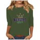 thumbnail image 2 of Xuyuer Carnival Celebration Printed Tee - Ladies' Casual Round Neck 3/4 Sleeve Loose T-Shirt for Festival Parades, Costume Parties, Colorful Street Style Wear & Masquerade Themed Outfits, 2 of 5