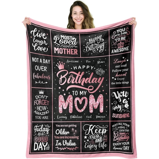 LHSHID Birthday Gifts for Mom Happy Birthday Mom Gifts Blanket Moms Birthday Gift Ideas Unique Birthday Gifts for Mom from Daughter/Son Mom Bday Gift Throw Blanket 30"x40"