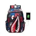 thumbnail image 3 of Mochila escolar primaria de 3.º a 6.º grado, mochila para niño, moderna, impermeable, sencilla, de tela Oxford, mochila doble con diseño de tiburón, 3 of 4