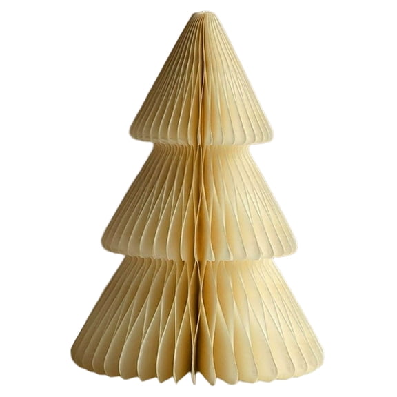 Mini Origami Paper Christmas Tree Ornament with Pleated Texture, 7.87" Handmade Folded 3 Tier Holiday Decoration, Modern Festive Tabletop Display for Home Office Seasonal Scene Setup Use, D