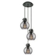 thumbnail image 4 of Innovations Lighting  Newton Sphere - 3 Light 8" Cord Hung Multi Pendant - 10" Canopy Matte Black/Light Smoke, 4 of 5