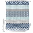 thumbnail image 2 of Boho Blue Aqua Waterproof Fabric Shower Curtain,Geometric Stripes Tribal Bohemia Retro Waterproof Fabric Shower Curtain for Bathroom Curtains Bathtubs Shower Curtains with 12 Hooks Extra Long 72x96, 2 of 8