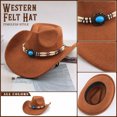 thumbnail image 2 of Qwertyu Western Cowboy Hat for Men Women Classic Roll Up Fedora Hat Cowgirl Cap with Buckle Belt Brown, 2 of 6