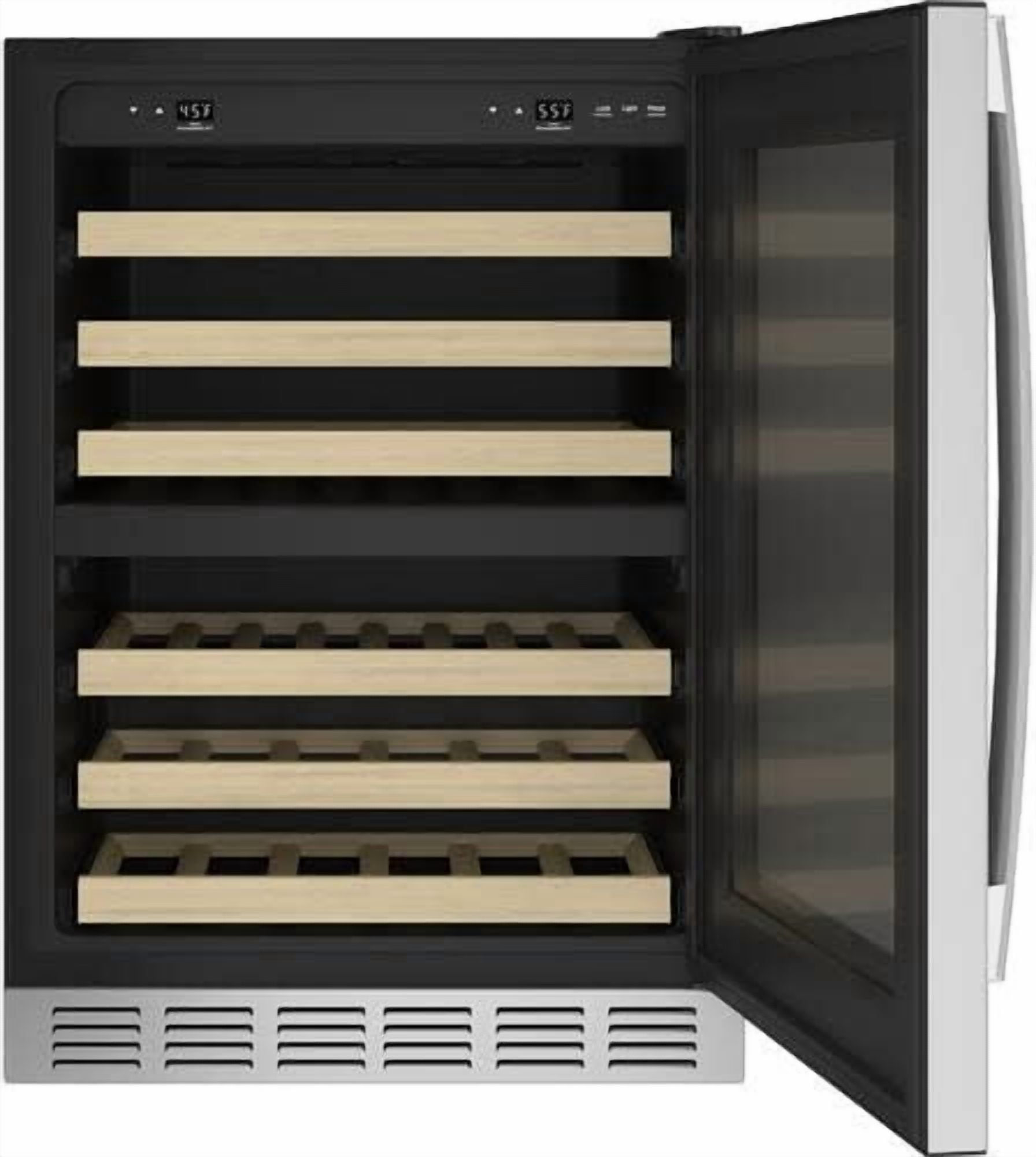 GE Appliances Profile 44 Bottle Beverage Cooler with Sliding Wine Racks, Stainless Steel