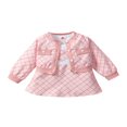 thumbnail image 1 of Ensemble de Mode pour Bébés Filles 2 Pcs, Cardigan à Manches Longues à Imprimé Floral avec Boutons et Robe Midi Évasée Ample Sans Manches à Col Taille Haute, 1 of 9