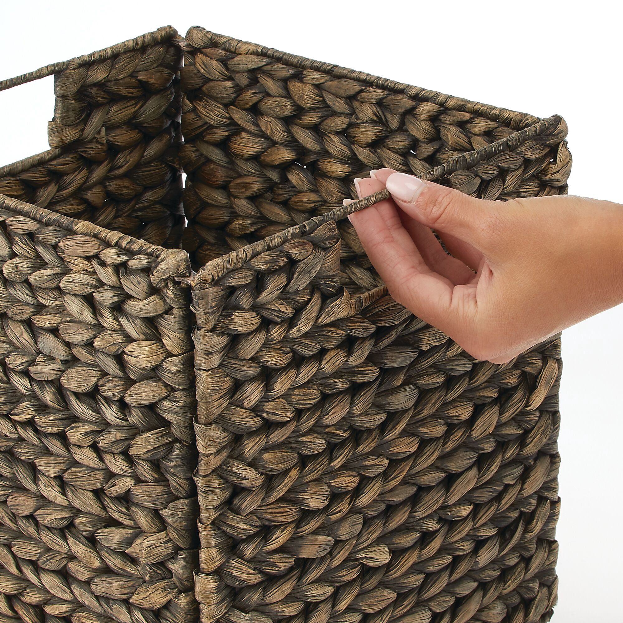 mDesign Woven Hyacinth Kitchen Storage Organizer Basket Bin, 8 Pack, Black Wash
